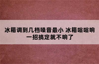 冰箱调到几档噪音最小 冰箱嗡嗡响一招搞定就不响了